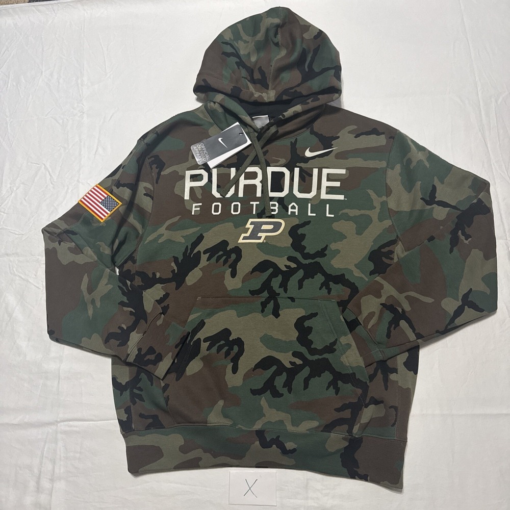 Nike Men's Purdue Boilermakers Camo Military Appreciation Club Fleece Hoodie M